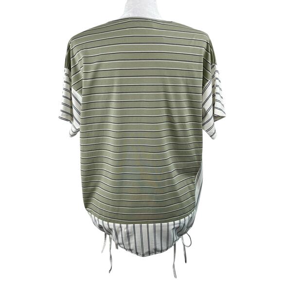 Suzanne Betro Weekend Green Stripe Short Sleeve Oversized Tunic Top Small NWT - Picture 3 of 14